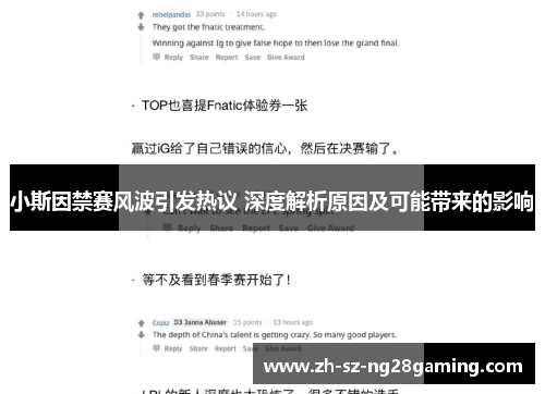 小斯因禁赛风波引发热议 深度解析原因及可能带来的影响