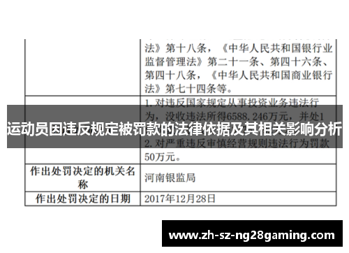 运动员因违反规定被罚款的法律依据及其相关影响分析 运动员因违反规定被罚款的法律依据及其相关影响分析